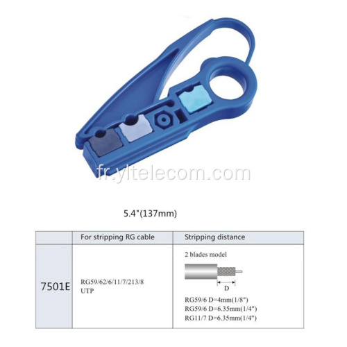 Poids léger câble Coaxial Stripper 2 lames outils de réseautage de matériel